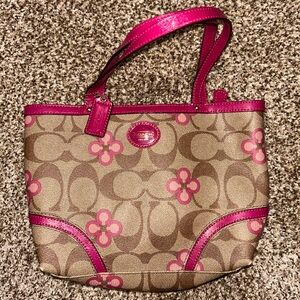 Coach Tan and Pink Signature Tote